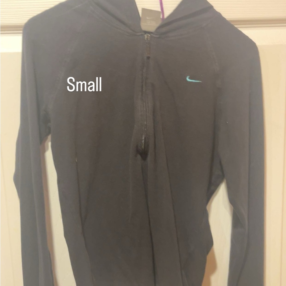Nike Black Quarter-Zip Hoodie with Blue Swoosh